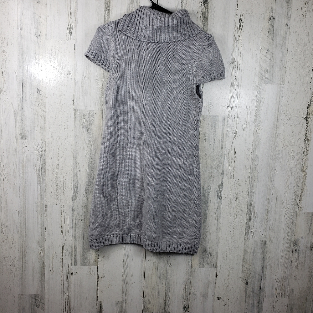 955 vintage gray short sleeve cowl neck sweater dress pockets women's L - Picture 4 of 8
